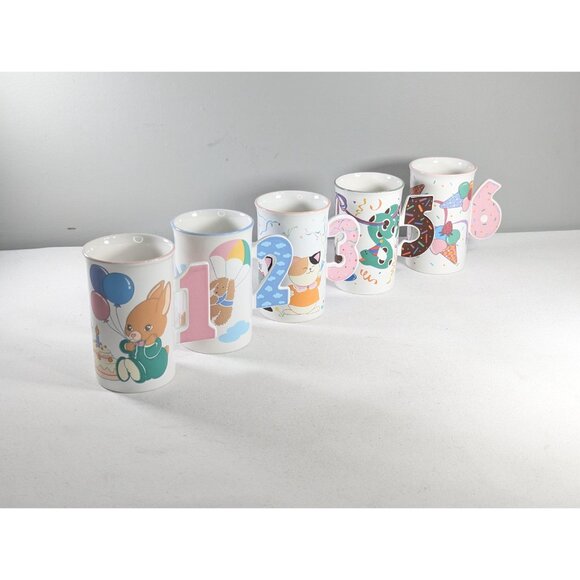 CHOOSE Vintage 1980s MIKASA Birthday mug 1 2 3 5 6 made in Malaysia - Picture 2 of 9